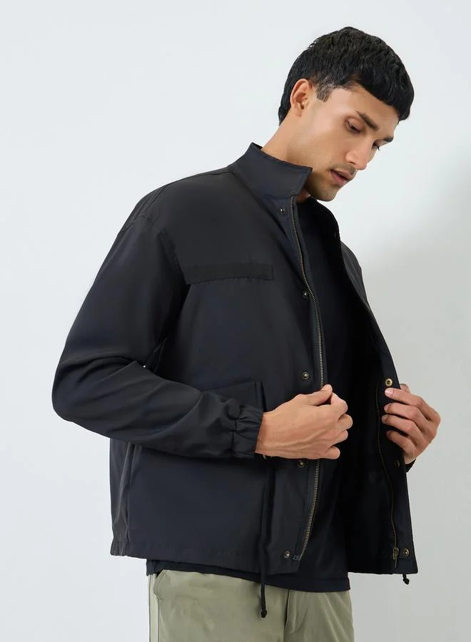 Styli Men Relaxed Solid Zip-Up Jacket